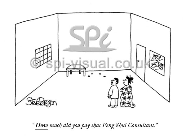 Feng Shui consultant cartoon illustration