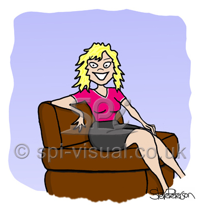 woman sitting in chair cartoon illustration